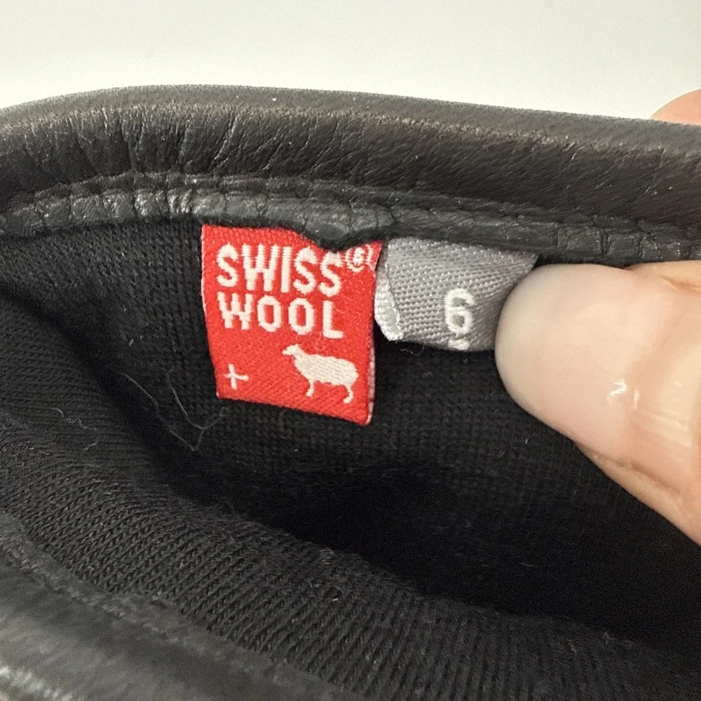 Hestra Deerskin Gloves Women 6 Black Swiss Wool Lined Leather Winter